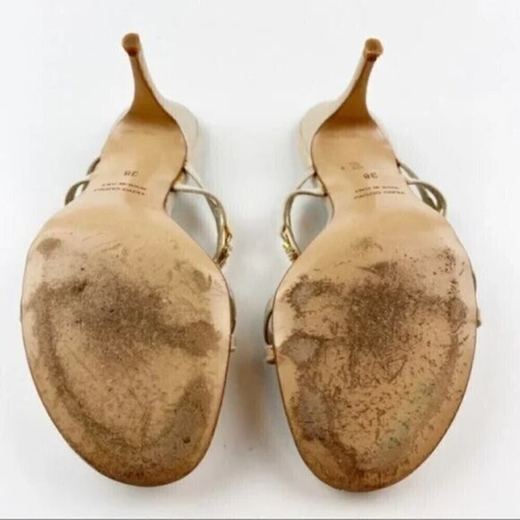 L'Autre Chose Cream Rhinestone Embellished Heel Evening Sandals Size 8 - Picture 14 of 15